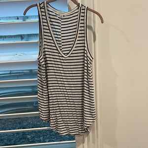 Evereve Black and White Striped Tank Top